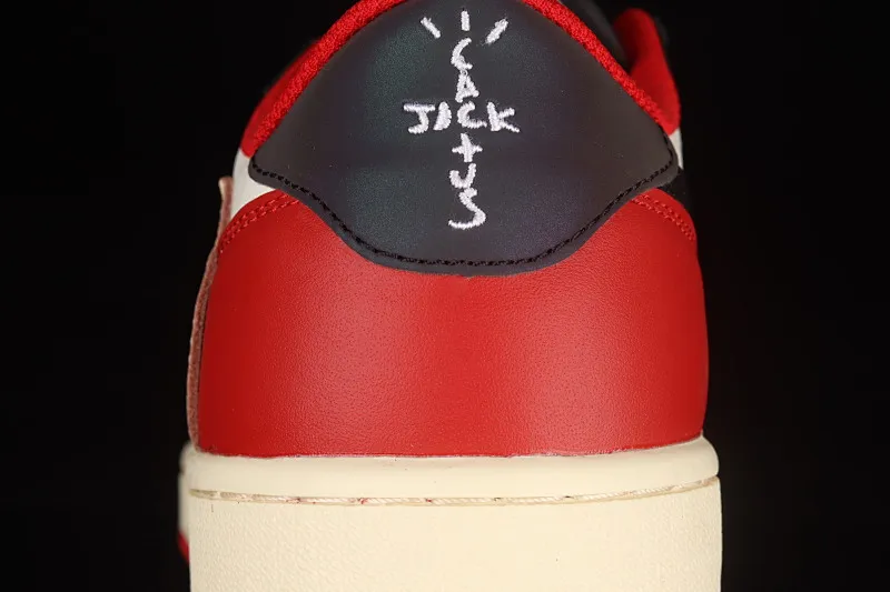 All categories Air Jordan Jordan series basketball shoes Air Jordan 1 Low Travis Scott x Air Jordan 1 Low AJ1 Joe 1 black and white red inverted low-top cultural sneakers DM7866-140